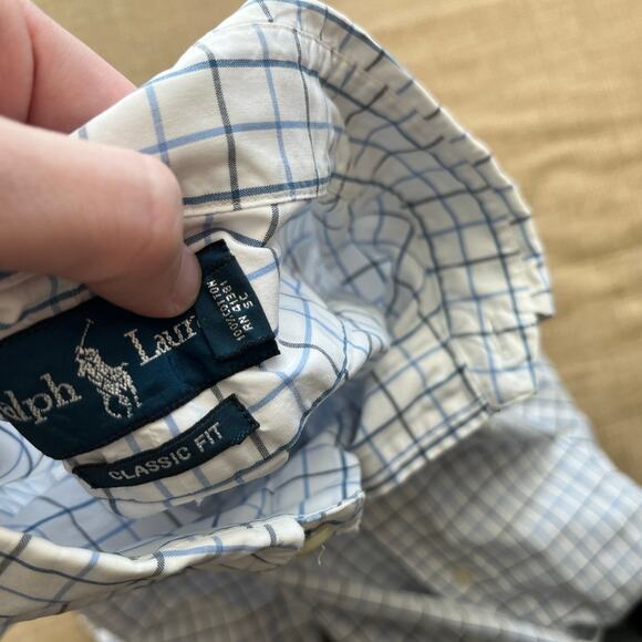 Ralph Lauren Men’s White Grid Classic Fit Dress Shirt: 16 1/2 | 32/33 - Picture 5 of 5